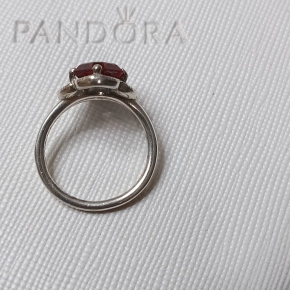 Pandora Vintage Crystalized Floral Fantasy Stirling Silver, Clear & Red Cz Ring - Picture 4 of 7